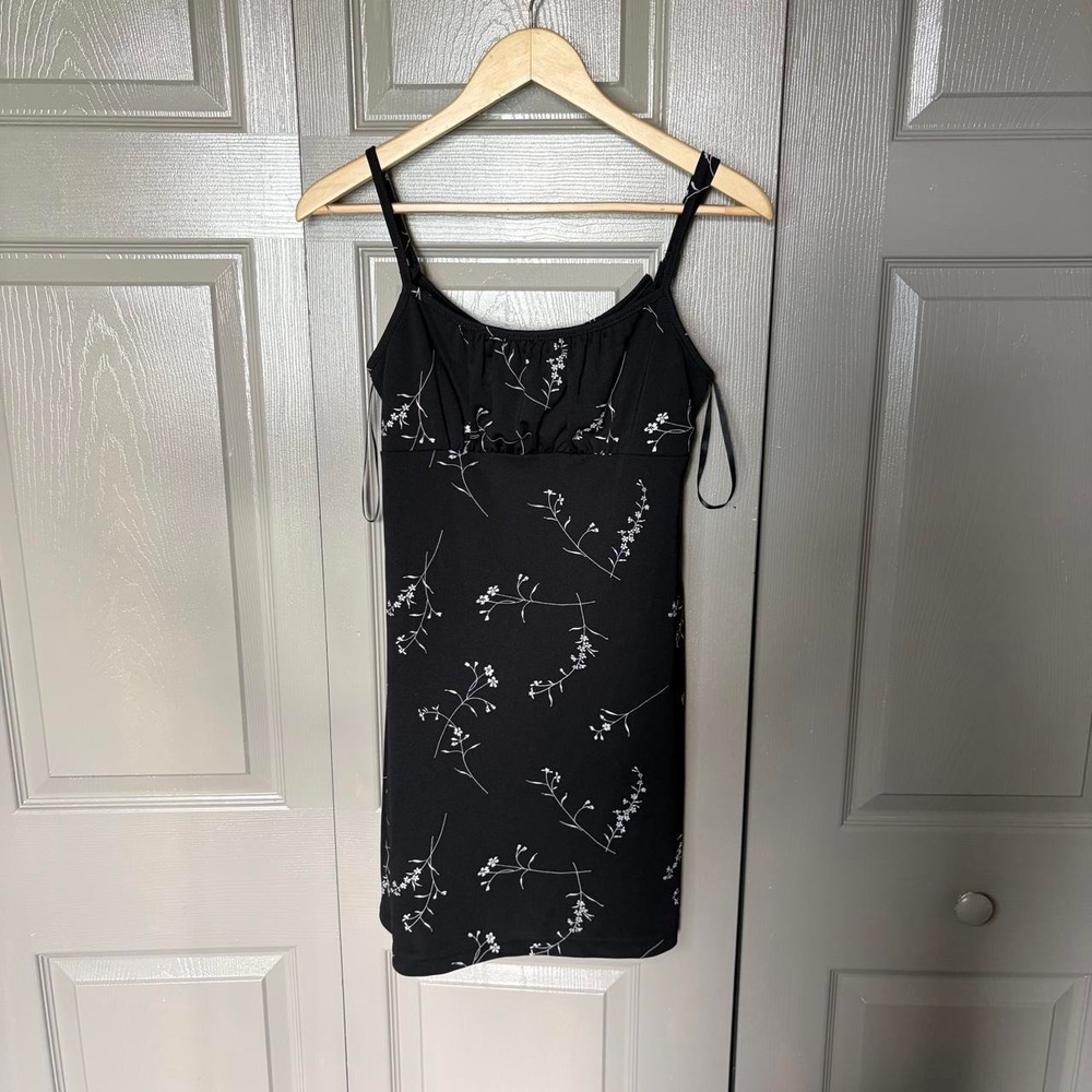 Byer Too California Vintage Y2K Black Floral Mini Dress Womens Medium USA Made